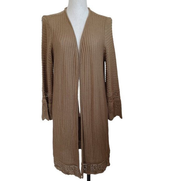 Greige Cardigan Sweater Open Front Long Line NEW Womens XL - Picture 1 of 13